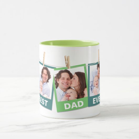 Vaderdag | Beste pap ooit 3 fotocollage Limoen Mok (Midden)