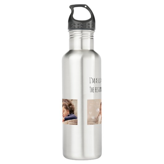 Vaderdag Beste papa 3 Foto Aanpassen Waterfles (Achterkant)