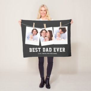 Vaderdag Beste Papa Aller Tijden 3 Foto Collage Fleece Deken