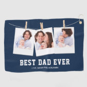 Vaderdag | Beste Papa Aller Tijden 3 Foto Collage Golfhanddoek (Horizontaal)