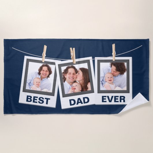 Vaderdag | Beste Papa Aller Tijden 3 Foto Collage Strandlaken (Voorkant)