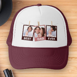 Vaderdag | Beste Papa Aller Tijden 3 Foto Collage Trucker Pet