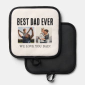 Vaderdag Beste papa ooit 2 fotocollage Pannenlap (Voorkant / Achterkant)