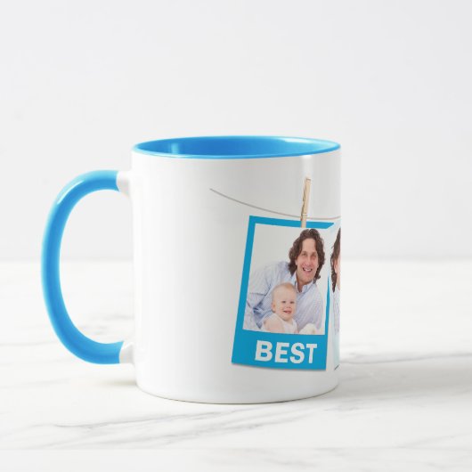 Vaderdag | Beste papa ooit 3 foto collage blauw Mok (Links)