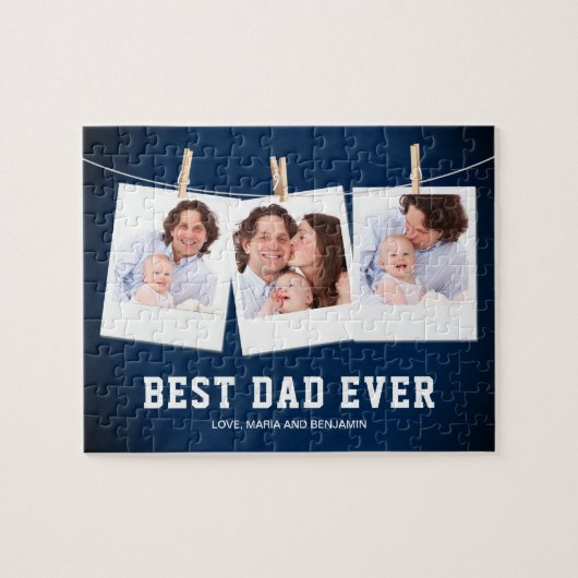 Vaderdag | Beste Papa Ooit 3 Foto Collage Legpuzzel (Horizontaal)