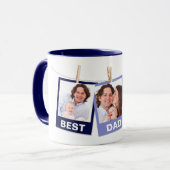 Vaderdag | Beste Papa Ooit 3 Foto Collage Marinebl Mok (Voorkant links)