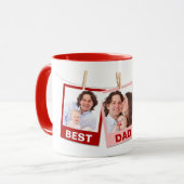 Vaderdag | Beste Papa Ooit 3 Foto Collage Rood Mok (Voorkant links)