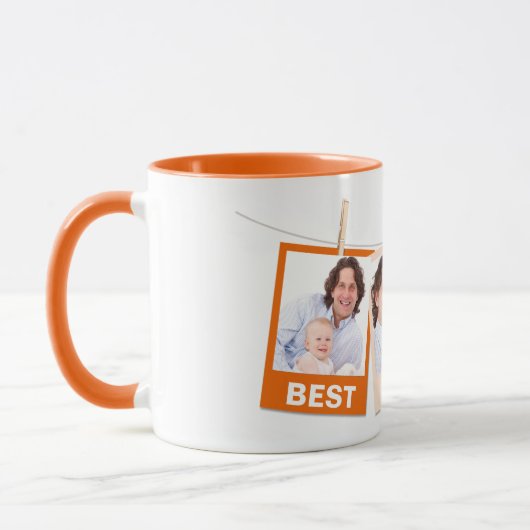 Vaderdag Beste papa ooit 3 foto collage Sinaasappe Mok (Links)