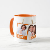 Vaderdag Beste papa ooit 3 foto collage Sinaasappe Mok (Voorkant links)