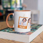 Vaderdag Beste papa ooit 3 foto collage Sinaasappe Mok<br><div class="desc">Upload je favoriete foto's om je eigen unieke persoonlijke vaderdag te geven.</div>