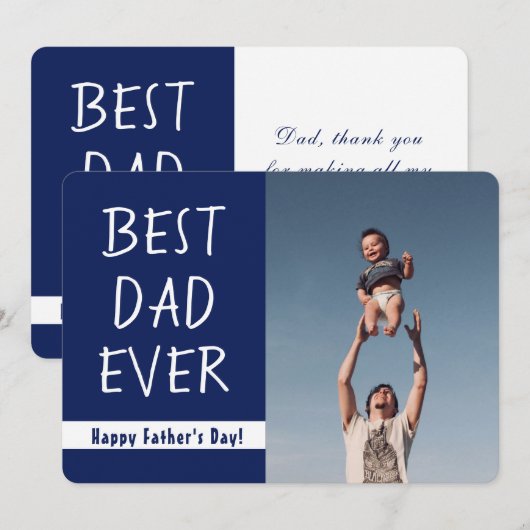 Vaderdag BESTE PAPA Ooit Aangepaste Foto Bedankkaart (Voorkant / Achterkant)
