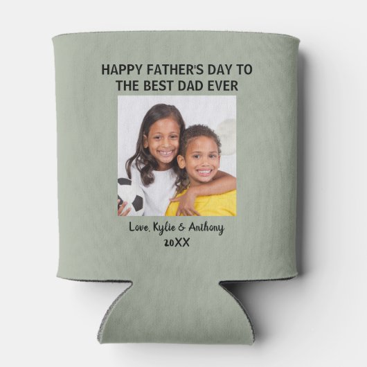 Vaderdag Beste papa ooit aangepaste foto groen Blikjeskoeler (Achterkant)