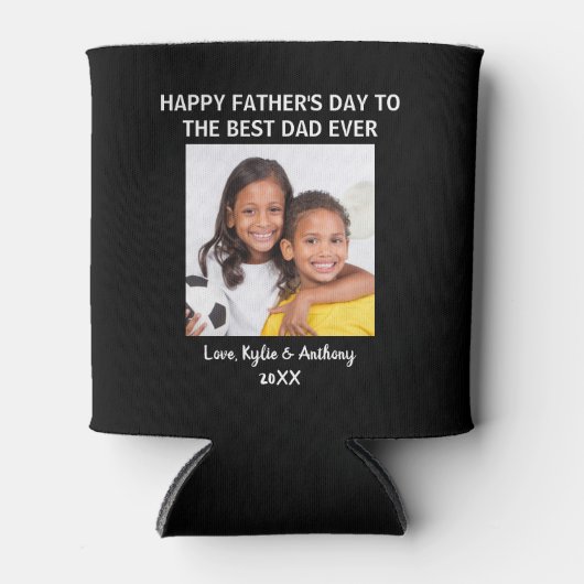 Vaderdag Beste papa ooit aangepaste foto zwart Blikjeskoeler (Voorkant)
