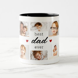 Vaderdag Beste papa ooit fotocollage Tweekleurige Koffiemok