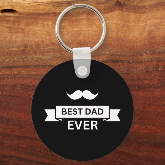 Vaderdag BESTE PAPA OOIT Typo met snor Sleutelhanger (Achterkant)