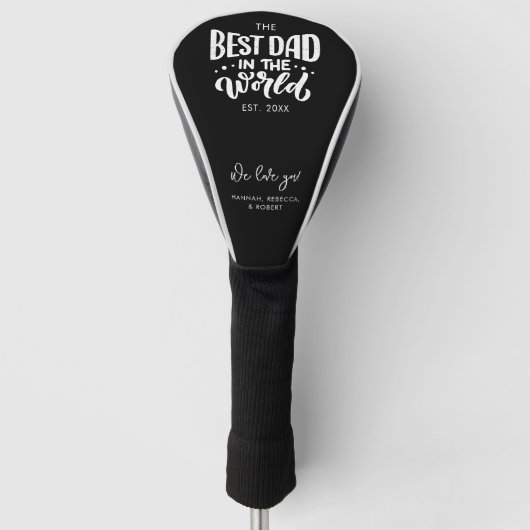 Vaderdag beste papa ooit typografie gepersonalisee golfheadcover (Voorkant)
