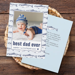Vaderdag Beste Papa Ooit Vispatroon Plat Feestdagenkaart