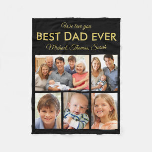 Vaderdag Beste papa ooit zwart fotocollage Fleece Deken
