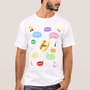 Vaderdag Beste Papa Word Clouds Koning Kroon Liefd T-shirt