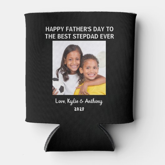 Vaderdag Beste stiefvader ooit foto zwart Blikjeskoeler (Voorkant)