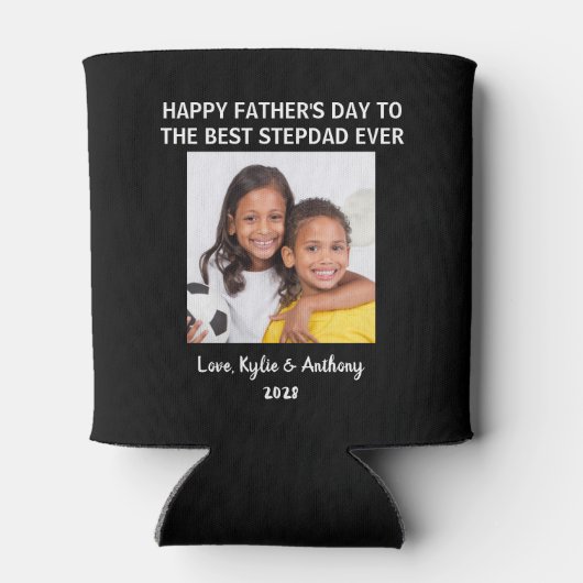 Vaderdag Beste stiefvader ooit foto zwart Blikjeskoeler (Achterkant)