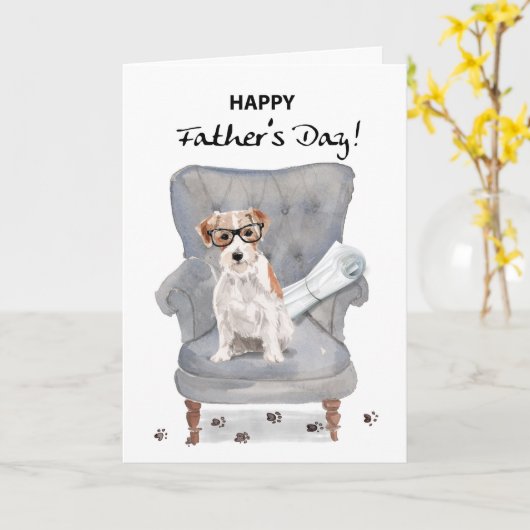 Vaderdag Beste vader Funny Dog met krant Kaart (Gele Bloem)