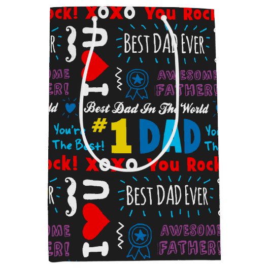 Vaderdag Beste vader Gezegden Medium Cadeauzakje (Voorkant)