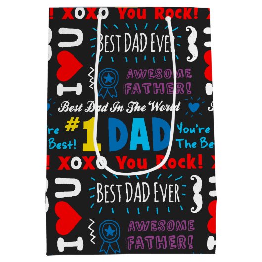 Vaderdag Beste vader Gezegden Medium Cadeauzakje (Achterkant)