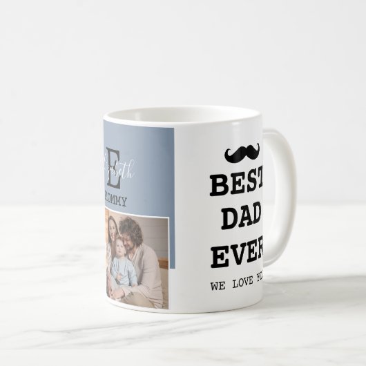 Vaderdag Beste vader ooit 2 Foto met Monogram Koffiemok (Voorkant rechts)