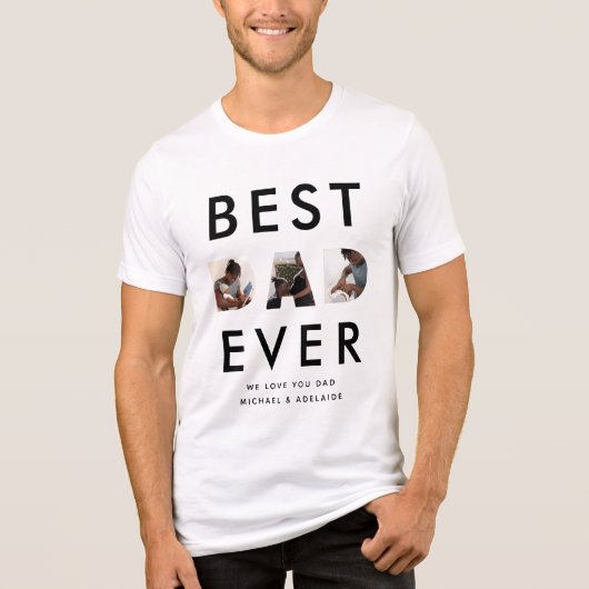 Vaderdag Beste vader ooit 3 Foto Collage Tri-Blend Shirt (Voorkant)