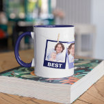 Vaderdag | Beste vader ooit 3 fotocollage marine Mok<br><div class="desc">Upload je favoriete foto's om je eigen unieke persoonlijke vaderdag te geven.</div>