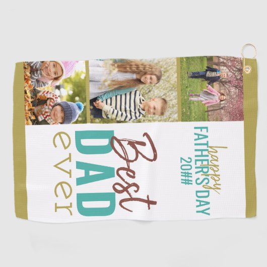 Vaderdag Beste vader ooit 3 Fotogreep Golfhanddoek (Horizontaal)