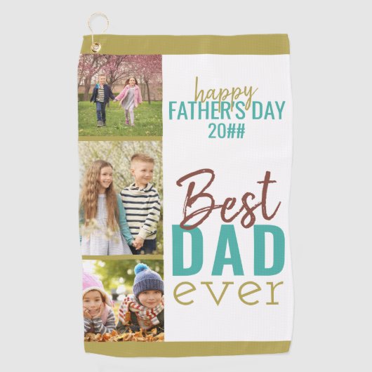 Vaderdag Beste vader ooit 3 Fotogreep Golfhanddoek (Voorkant)