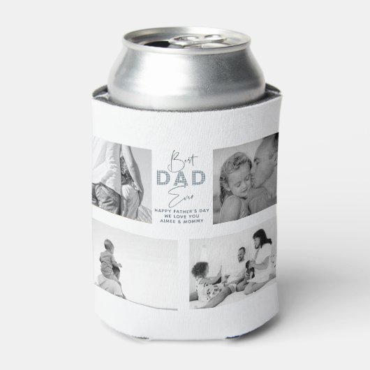 Vaderdag Beste vader ooit 4 Foto Dusty Blue Blikjeskoeler (Blikje Voorkant)