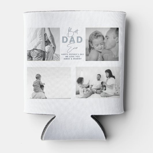 Vaderdag Beste vader ooit 4 Foto Dusty Blue Blikjeskoeler (Voorkant)