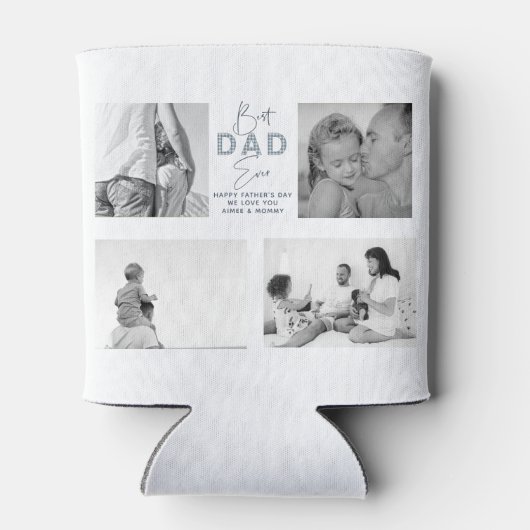 Vaderdag Beste vader ooit 4 Foto Dusty Blue Blikjeskoeler (Achterkant)