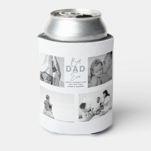 Vaderdag Beste vader ooit 4 Foto Dusty Blue Blikjeskoeler (Blikje Achterkant)