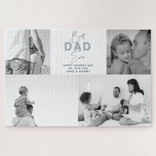 Vaderdag Beste vader ooit 4 Foto Dusty Blue Legpuzzel (Horizontaal)