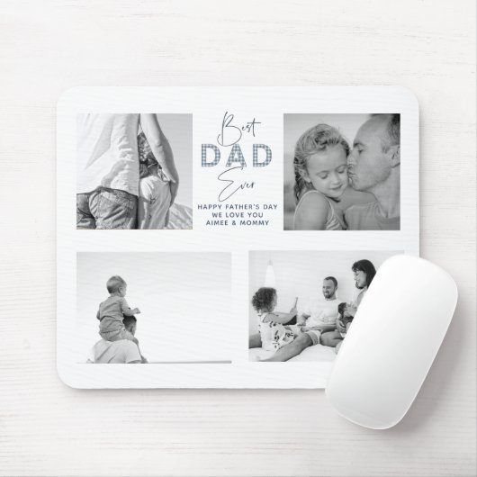 Vaderdag Beste vader ooit 4 Foto Dusty Blue Muismat (Met muis)