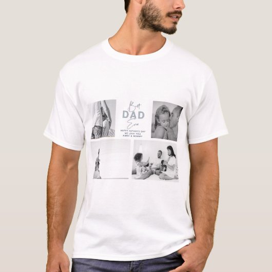Vaderdag Beste vader ooit 4 Foto Dusty Blue T-shirt (Voorkant)