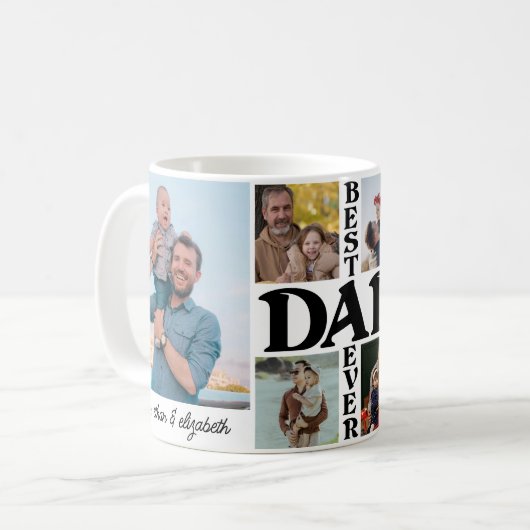 Vaderdag Beste vader ooit 6 fotocollage Koffiemok (Voorkant links)