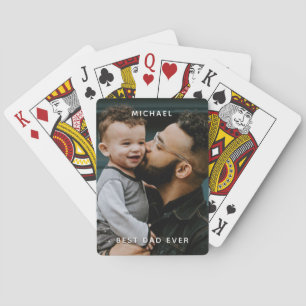 Vaderdag Beste vader ooit Aangepaste foto Naam Pokerkaarten