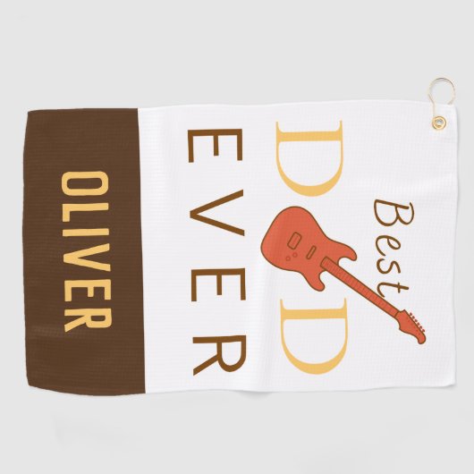 Vaderdag beste vader ooit bruin gitar Modern Golfhanddoek (Horizontaal)