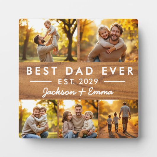 Vaderdag beste vader ooit foto collage hout fotoplaat (Voorkant)