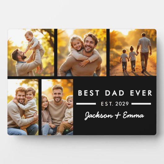 Vaderdag beste vader ooit foto collage zwart fotoplaat (voorkant)