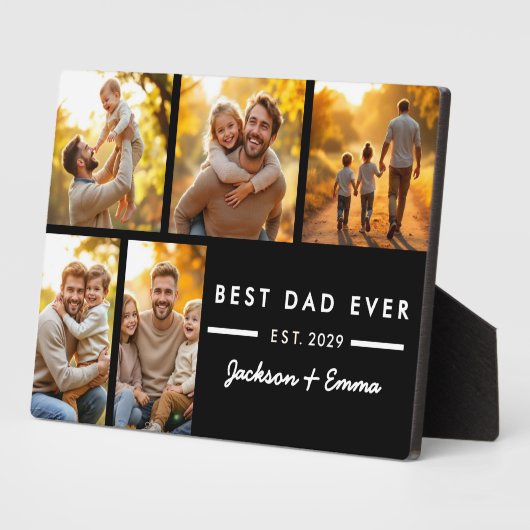 Vaderdag beste vader ooit foto collage zwart fotoplaat (Zijkant)