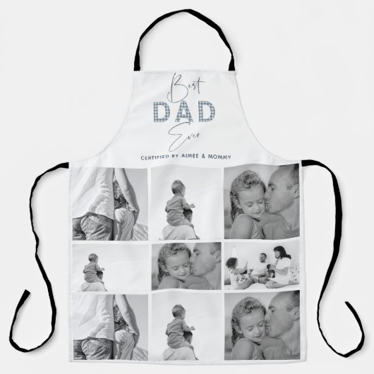 Vaderdag Beste vader ooit fotocollage blauw Schort (Voorkant)