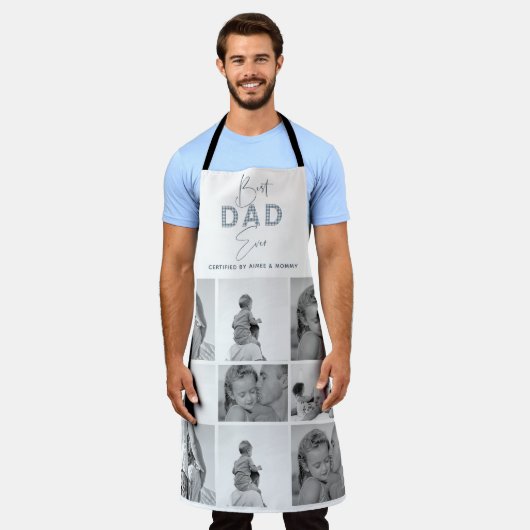 Vaderdag Beste vader ooit fotocollage blauw Schort (Gedragen)