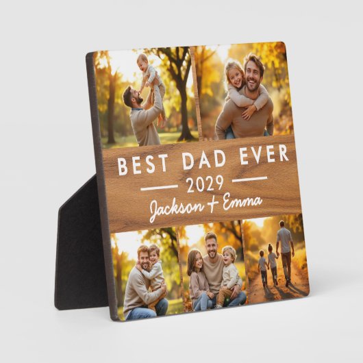 Vaderdag beste vader ooit hout 5 fotocollage fotoplaat (Voorkant)