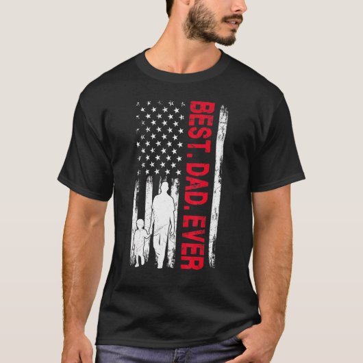 Vaderdag beste vader ooit met Amerikaanse vlag M T-shirt (Voorkant)